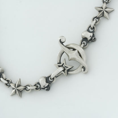 Tiny Star and Skull Necklace (Side) 40cm