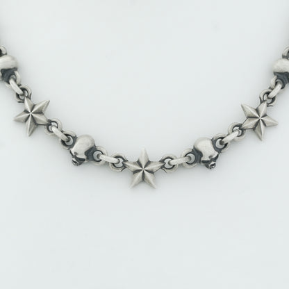 Tiny Star and Skull Necklace (Side) 40cm